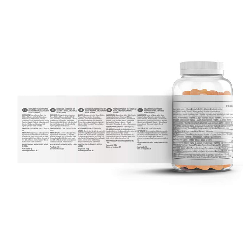 VITALDIN Biotin & Collagen Gummies � Beauty Supplement � 2500 mcg Biotin, 100 mg Collagen, Vitamins C + E � 60 Chewable Gummies (1 Month Supply), Citrus Flavour � Hair & Skin Support � Gluten Free - BeesActive Australia