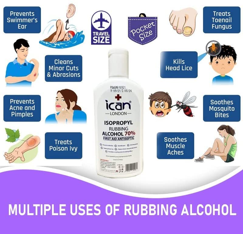ican london isopropyl rubbing alcohol 70% first aid antiseptic Disinfectant 100ML 100 ml (Pack of 1) - BeesActive Australia