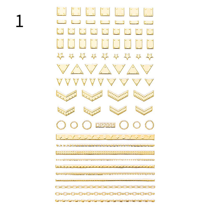 BornBeauty Gold 3D Nail Sticker Lines Multi-Size Stripes Geometric Heart Nail Art Adhesive Transfer Stickers (1) 1 - BeesActive Australia