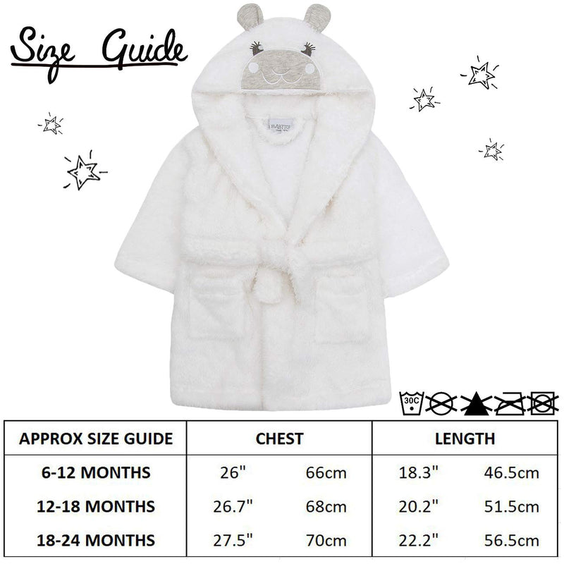 BABY TOWN Babytown Baby Boys and Girls Unisex Snuggle Fleece Hooded Lamb Dressing Robe 12-18 Months White - BeesActive Australia