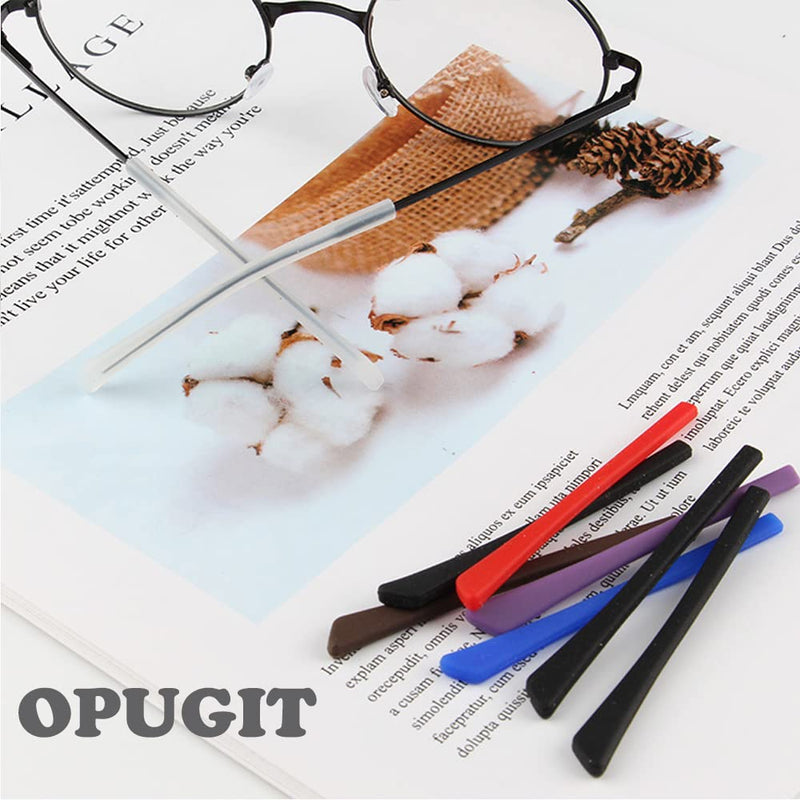 OPUGIT Eyeglass Replacement Temples, Silicone Eyeglass End Tips Ear Sock Pieces Tube Sleeve for Thin Metal Eyeglass Legs, 8 Pairs,Black Black - BeesActive Australia