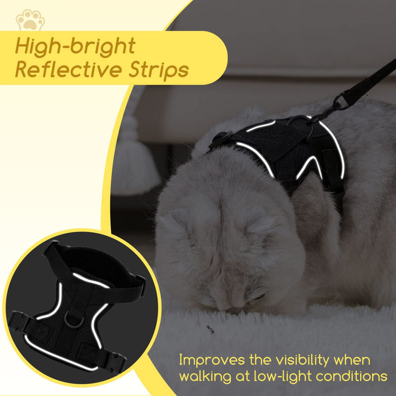 Cat Harness and Leash, Nobleza Reflective Adjustable Vest Harness with Soft Breathable Air Mesh, No Pull Walking Escape Proof Harness and Leash Set for Growing Kittens, Cats, Puppies Medium - BeesActive Australia