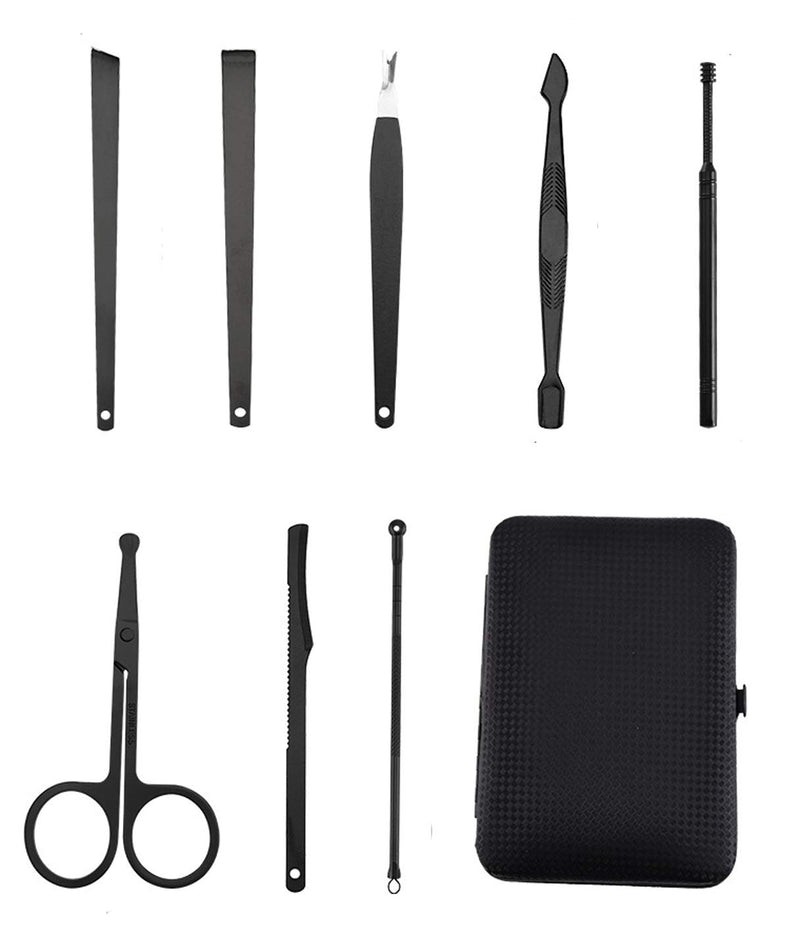 Manicure Set-18 in 1 Stainless Steel Nail Care Kit-Professional Pedicure Kit Nail Clipper Grooming Kit-Nail Scissors Set with Black Leather Travel Case,Best Gift for Man and Women (Black&Red 18 In 1) Black&Red 18 In 1 - BeesActive Australia