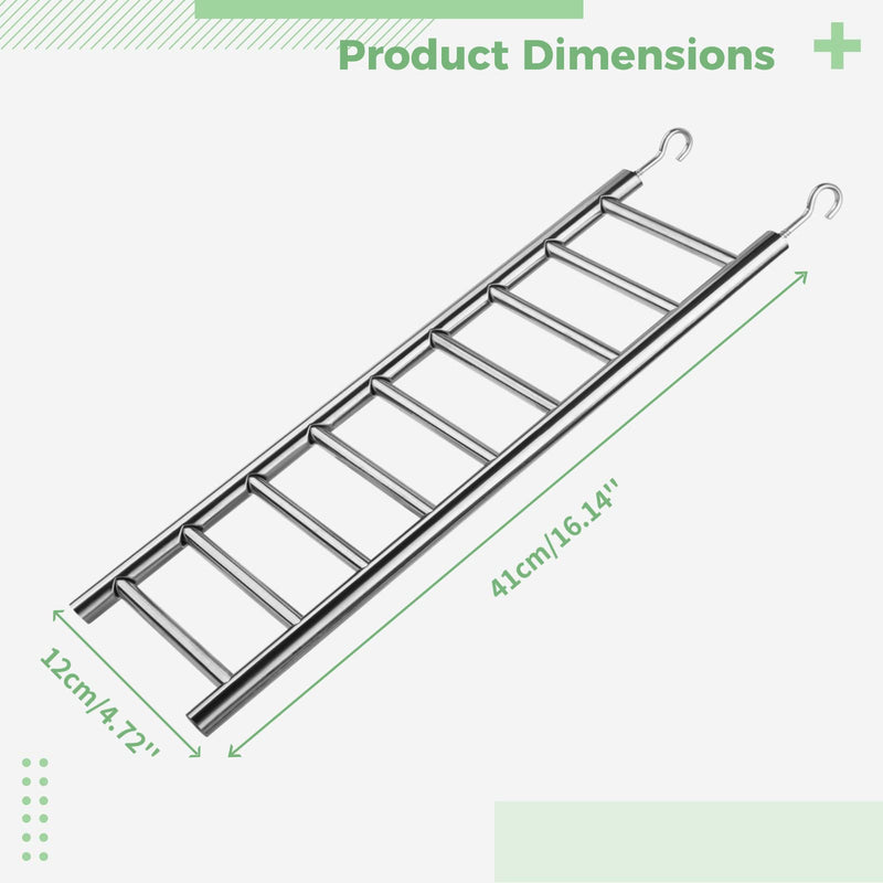 GEKMOR Parrot Ladder 9-Step Stainless Steel Rustproof Metal Nonskid Smooth Portable Bird Cage Ladder with Hooks Cockatiel Stand Ladder for Parrots Parakeets Cockatoos Lovebirds - BeesActive Australia