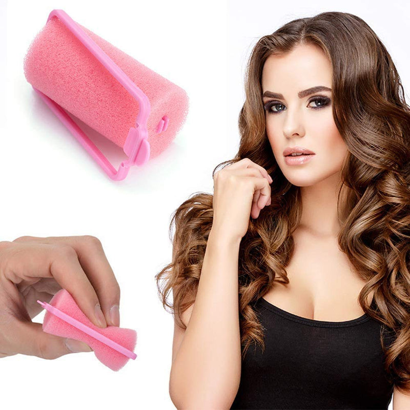 wordmouk 32 Pieces Foam Sponge Hair Rollers Pink Hair Rollers Soft Sponge Curlers DIY Hair Styling Hairdressing Tools for Women and Kids (30 mm) - BeesActive Australia