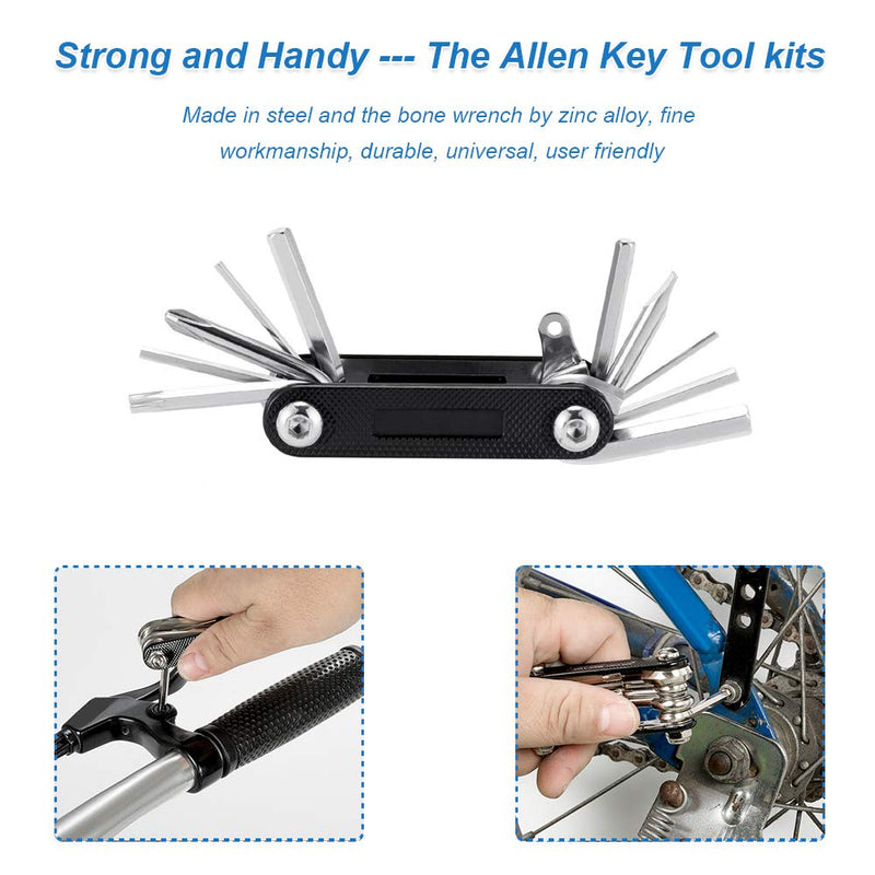 WOTOW Bike Tire Repair Tool Kit, Waterproof Frame Storage Bag & Mini Bike Pump & 11 in 1 Multitool & Bicycle Tyre Lever Patch Portable Repair Tool Accessories Set for Road Mountain BMX Cycling - BeesActive Australia