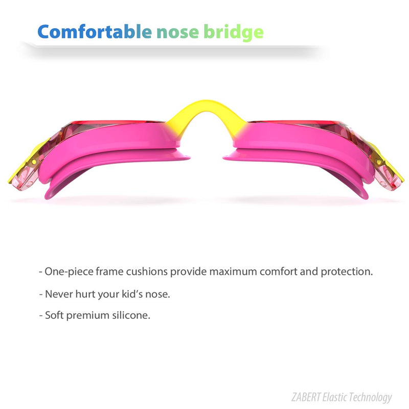 ZABERT K20 Swimming Goggles for Kids Girls Boys Age 3-14 Years Old, Anti-fog 100% UV Protection with Travel Bag #2.[2pack] Pink Yellow & Pink Purple - BeesActive Australia
