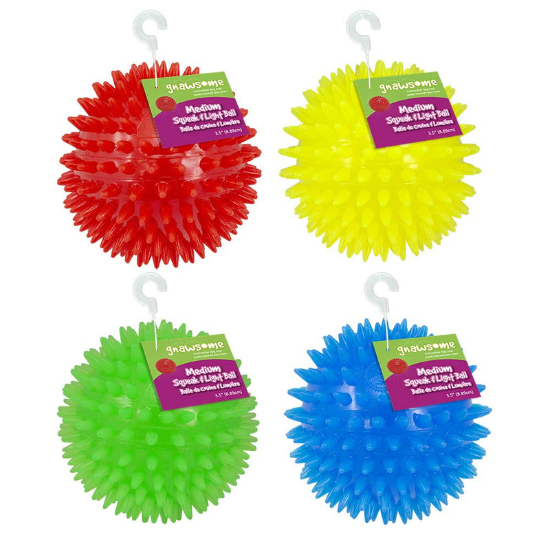 3.5” Spiky Squeak & Light Ball Dog Toy - Small, Cleans Teeth and Promotes Dental and Gum Health for Your Pet Multicolor - BeesActive Australia
