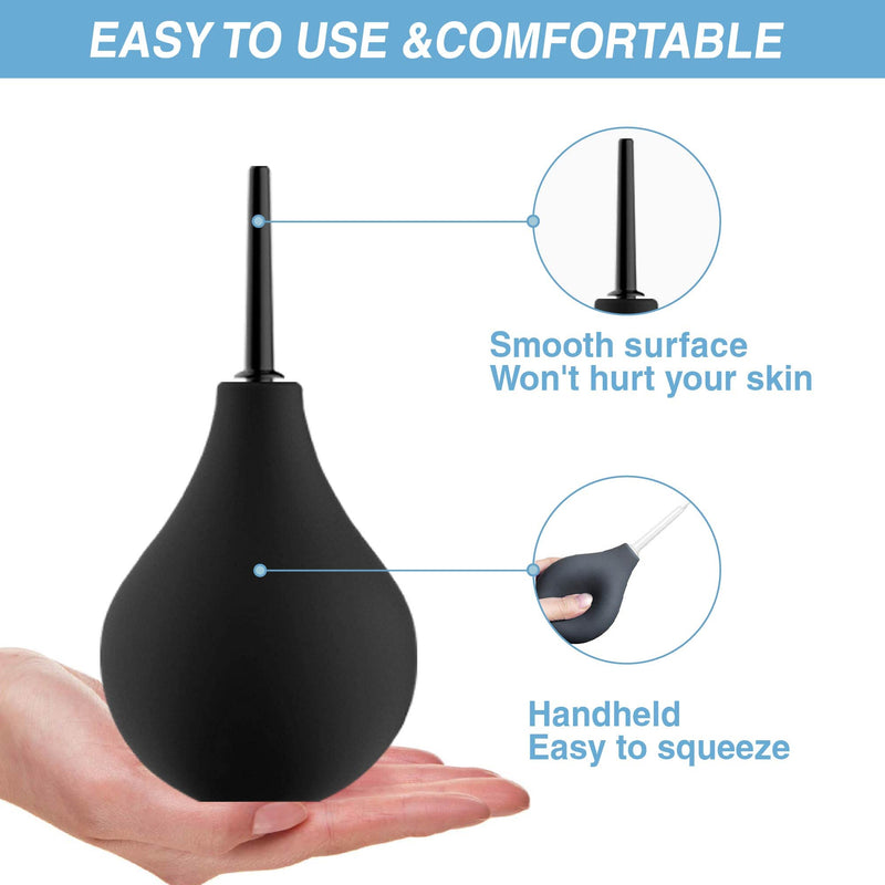 TopQuaFocus Enema Bulb Enema Kit for Constipation Douche 8Oz 4¡° Tips with 4 Replaceable Nozzles (Black) 224ml-Black - BeesActive Australia