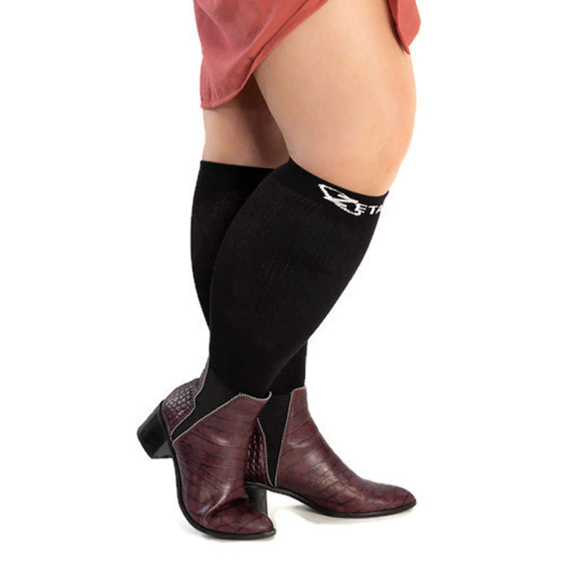 Zeta Socks Open Toe XXXL 26 Inch Wide Calf Plus Size Compression 20-30 mmHg (1 Pair) 3X-Large Black - BeesActive Australia
