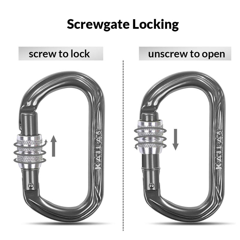 KAILAS UIAA Certified Oval Locking Carabiner Constructed for Rock Climbing Mountaineering and Rescure Standard Alumimun Screw Lock Gate with Major Axis Strength 25KN Iron Gray One Size - BeesActive Australia
