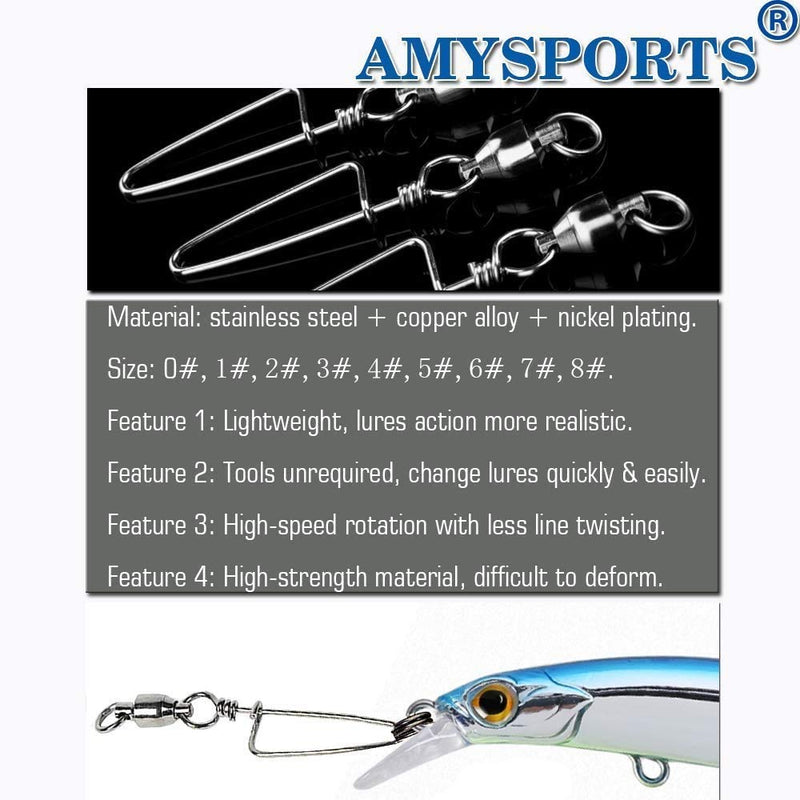 AMYSPORTS High Strength Fishing Snap Swivels Ball Bearing Swivels Stainless Fishing Swivels Saltwater Corrosion Resistance Barrel Swivel for Freshwater Fishing - BeesActive Australia