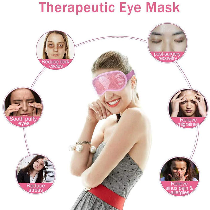 TEEROVA Cooling Eye Mask with Gel Bead - Reusable Gel Eye Mask for Dark Circles, Puffy Eyes, Dry Eyes, Headaches, Migraines, Sinus (Pink) - BeesActive Australia