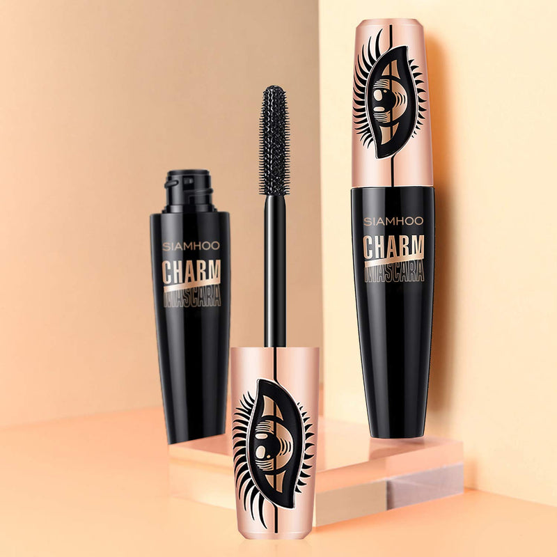 SIAMHOO 2PCS 4D Silk Fiber Lash Mascara Waterproof Mascara for Thickening and Lengthening Black Mascara No Smudge for Women Classic black - 2pcs - BeesActive Australia