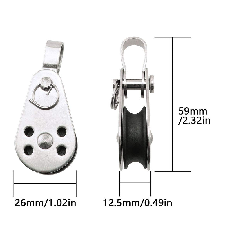 ZRM&E 2pcs Stainless Steel Nylon Pulley Marine Pulley 59x26mm Pulley Blocks Rope Runner Kayak Boat Accessories - BeesActive Australia