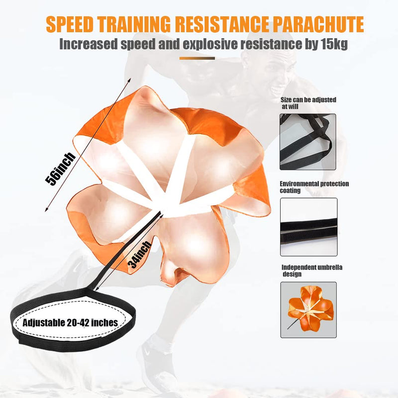 QING PU2021 Running Speed Training, 56 inch Speed Drills Resistance Parachute Running Sprint Chute Soccer Football Sport Speed Training(Orange) - BeesActive Australia