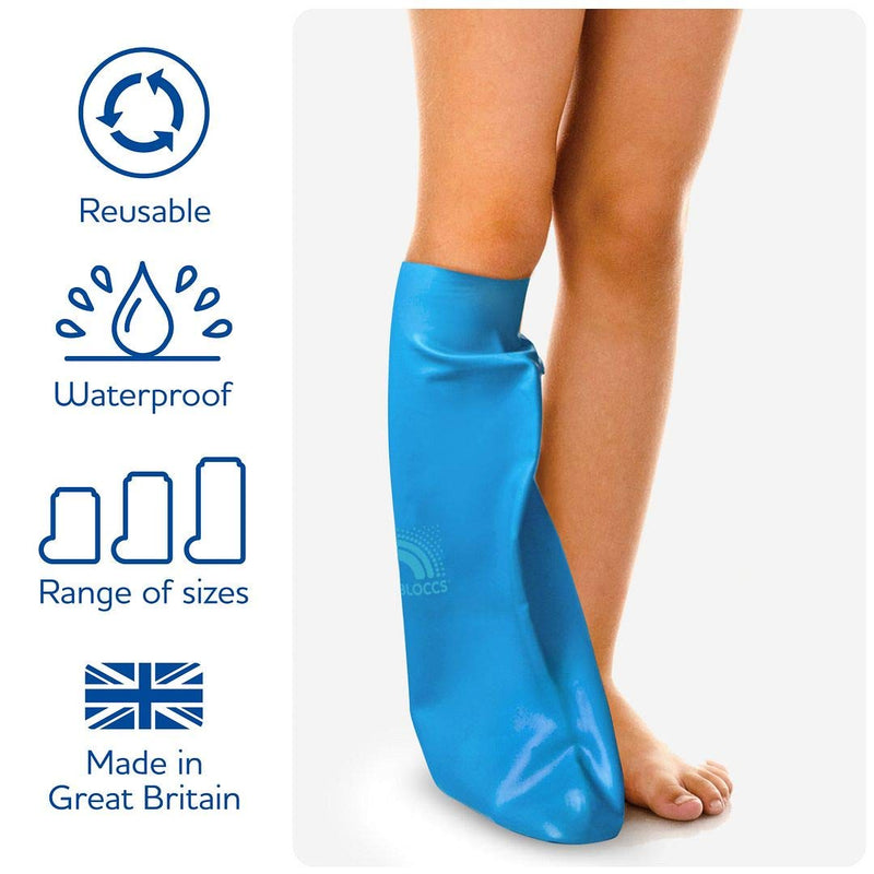 Bloccs Waterproof Cover for Plaster Cast Leg, Swim, Shower & Bathe. Watertight Protector, Child Short Leg (Small) S - BeesActive Australia