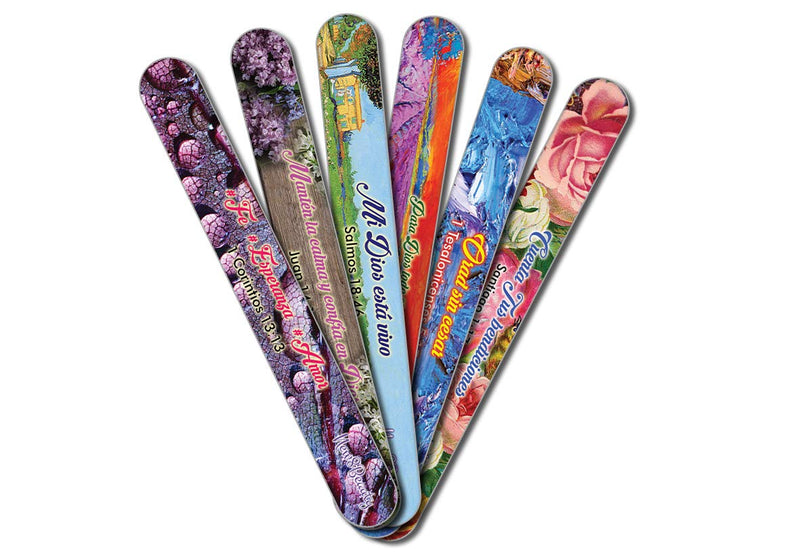 Spanish Christian Emery Board - Faith Hope Love (12-Pack) - Professional Nail File Set - 150/150 Grit - Stocking Stuffers Premium Quality Gift Ideas for Women and Men - BeesActive Australia