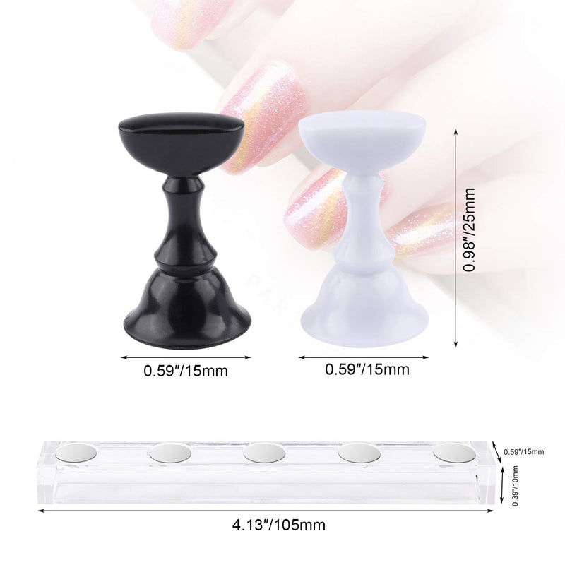 MWOOT Acrylic Nail Art Practice Display Stand,Magnetic False Nail Tip Training Holder for DIY Nail Salon and Practice Manicure,(Black+ White) - BeesActive Australia
