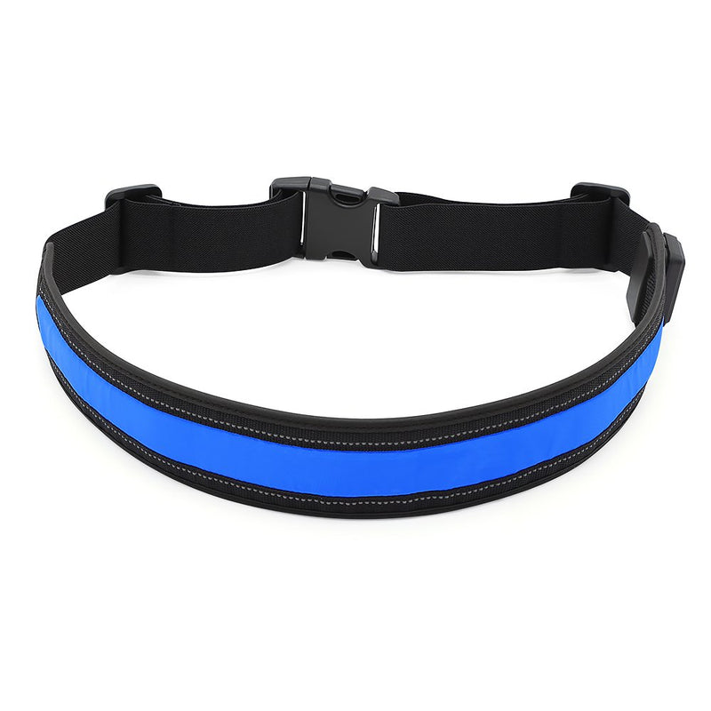 BSEEN LED Running Waist Belt - USB Rechargeable Reflective Glowing LED Waistband, Flashing Safety Light Belt for Runners, Joggers, Walkers, Pet Owners, Cyclists Blue - BeesActive Australia