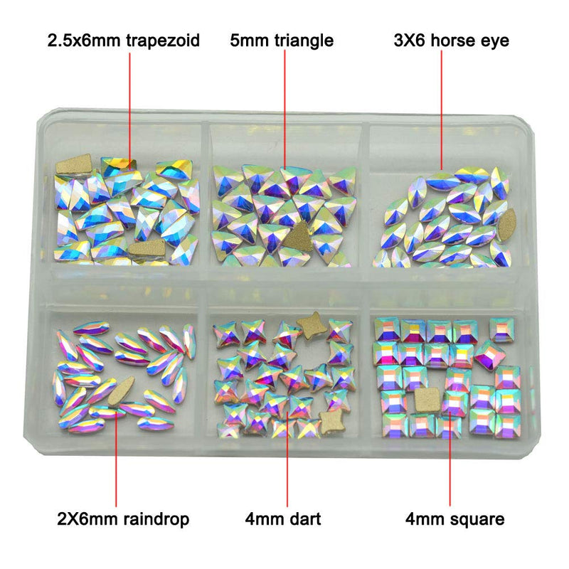 Queenme K9 Glass Crystal AB Nail Rhinestones 4500pcs+144pcs Small Flatback Crystals Mix Sizes Gems Stones Decorations Set, Especially for Nails Design AB, 144pcs K9 Crystals+4500pcs Round Rhinestones - BeesActive Australia