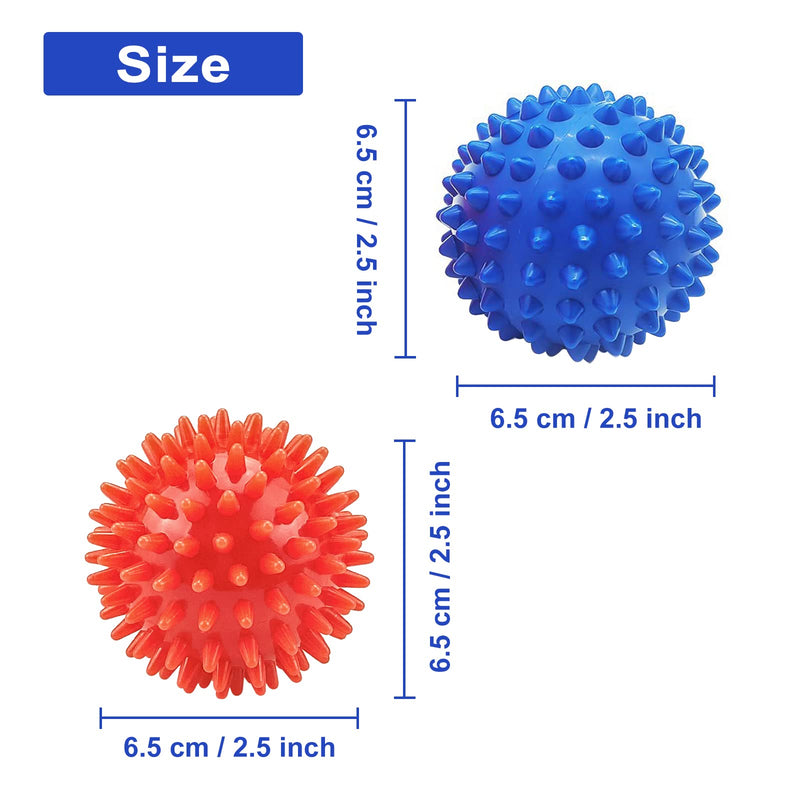 2 Pieces Spiky Massage Ball Hedgehog Ball with Nubs Myofascial Balls Fascia Ball for Massage Muscle(6.5cm) - BeesActive Australia