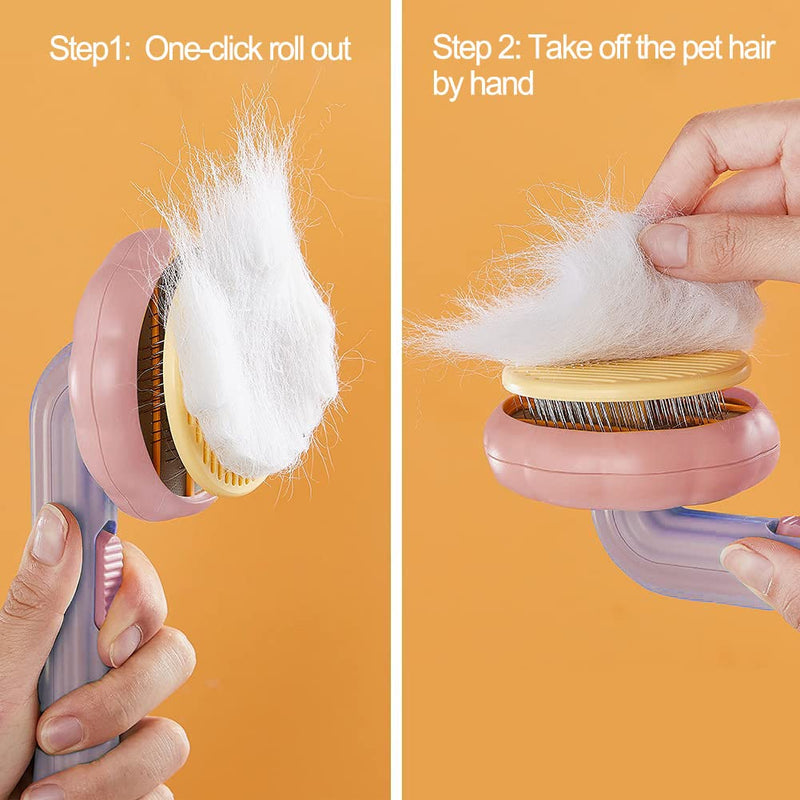 Pumpkin Pet Grooming Brush -- Dog Brush and Cat Hair Brush for Shedding Pet Cleaning Slicker Brush for Short and Long-Haired Gogs, Cats, Rabbits -- Easy to Removes Loose Undercoat, Tangled Hair Purple - BeesActive Australia