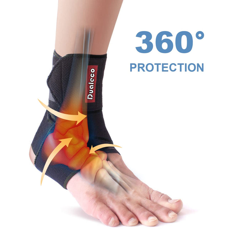 Dualeco Ankle Support 1 Pair, Adjustable Ankle Support Brace for Women/Men/Kids, Elastic Compression Ankle Strap, Ankle Support for Sprained Ankle/Ligament Damage/Achilles Tendon/Weak Ankles/Sports Black-2 pcs - BeesActive Australia