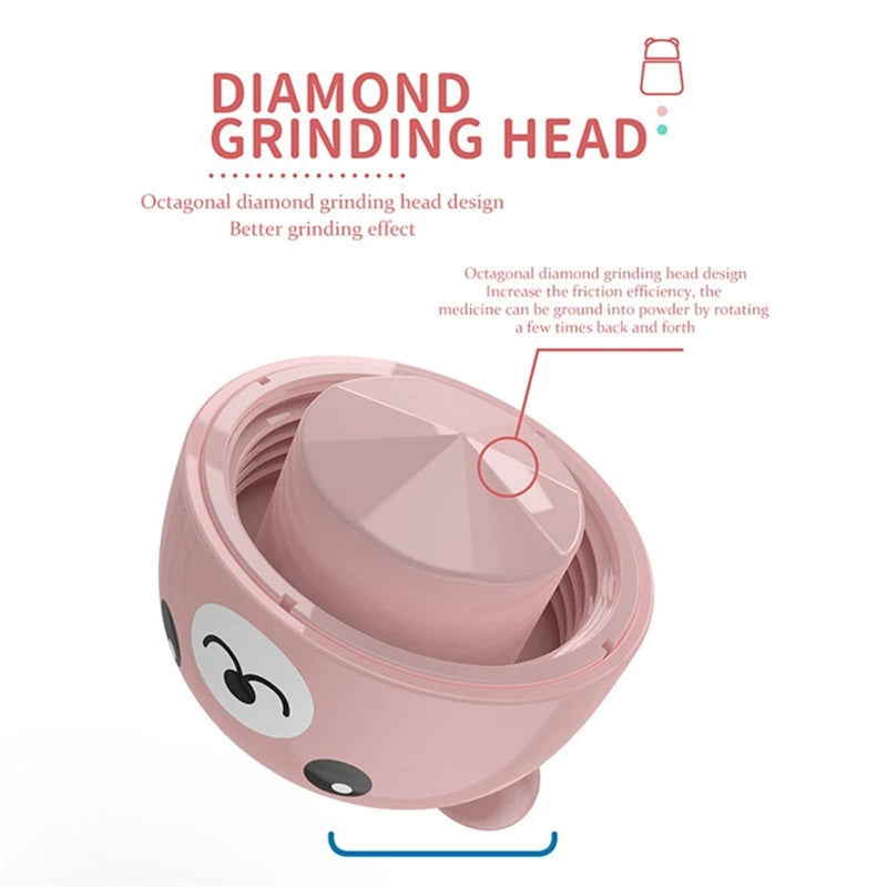 Pill Grinder, Cute Bear Portabl Pill Pulverizer Pill Crusher Medicine Tablet Grinder Container Storage Box (Pink) Pink - BeesActive Australia
