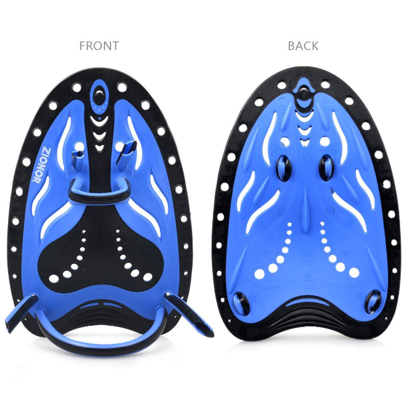 ZIONOR Swim Hand Paddles, HP1 Swimming Hand Paddles with Adjustable Straps for Swim Training - Men Women Adult Youth A-Blue Small - BeesActive Australia