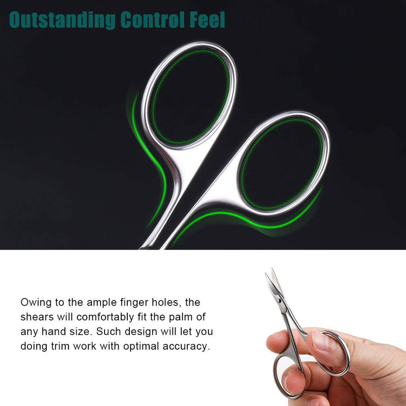 BEZOX Curved Blade Scissors Used as Cuticle Scissors,Nail Scissor or Eyebrow Scissors, Professional Stainless Steel Manicure Scissors for Man and Women - W/ Leather Packing Bag - BeesActive Australia