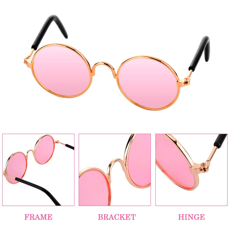 10 Piece Pet Sunglasses Round Metal Pet Sunglasses Classic Retro Pet Sunglasses Cute and Funny Pet Sunglasses Dog Cat Cosplay Party Costume Photo Props Mixed Color - BeesActive Australia