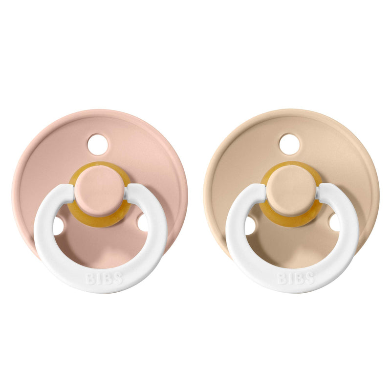 BIBS Pacifiers | Natural Rubber Baby Pacifier | Set of 2 BPA-Free Soothers | Made in Denmark | Blush Night/Vanilla Night | Size 0-6 Months - BeesActive Australia