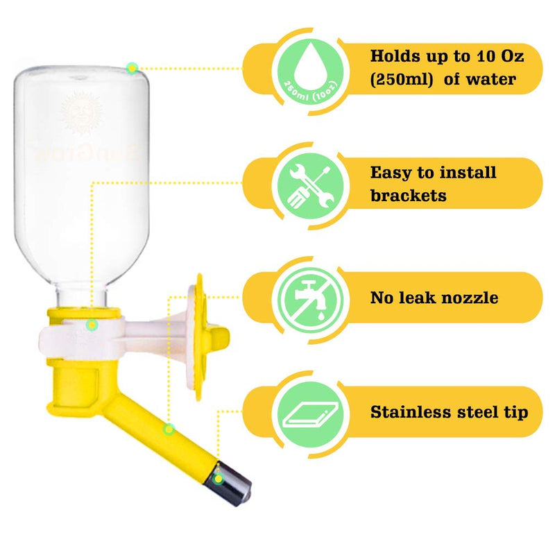 SunGrow Water Bottle, No Drip Dispenser Bottle, Secure Nozzle and Stainless Steel Drinking Head, Easy to Install in Cage or Crate, Refills Quickly, Keep Pets Hydrated Yellow - BeesActive Australia