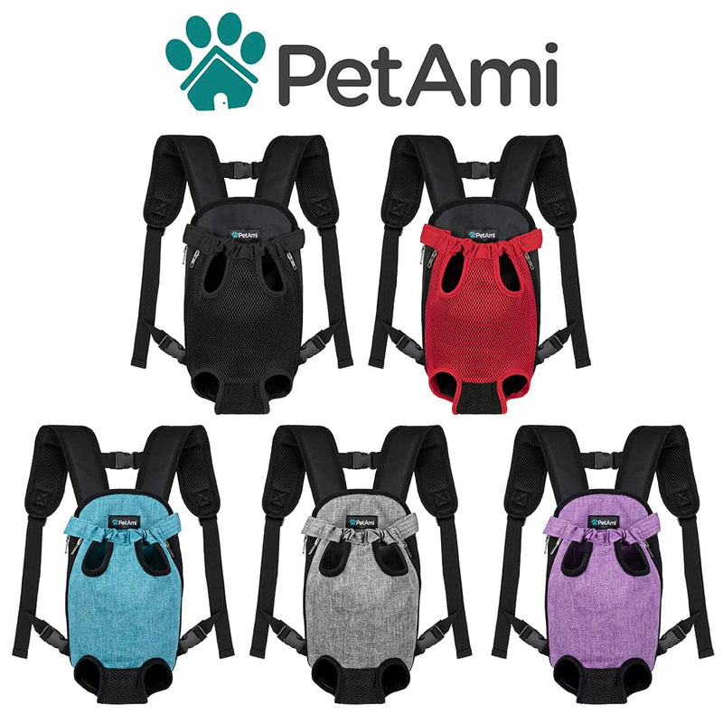 PetAmi Dog Carrier Backpack, Adjustable Dog Pet Cat Front Carrier Backpack | Ventilated Dog Chest Carrier for Hiking Camping Travel, Sling Bag for Small Medium Dog Cat and Puppies Large Heather Grey - BeesActive Australia