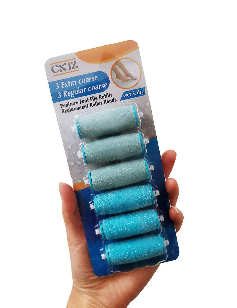 JUMEIGE 6 Pack Include 3 Extra Coarse & 3 Regular Coarse Replacement Rollers Refill Heads Compatible with Amope pedi perfect footfile - BeesActive Australia