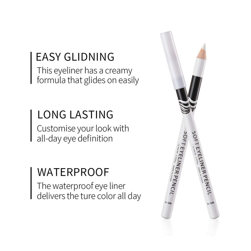 MEICOLY 12 Packs White Eyeliner Pencil Smooth Waterproof Long Lasting Highlight Silkworm Eye Liner Pen Brighten Eyebrow Eyeshadow Makeup - BeesActive Australia