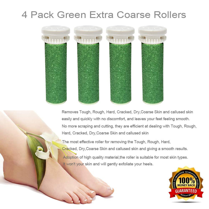 4 Pack Extra Coarse Green Replacement Roller Refills Compatible with Scholl Express Pedi Foot Smoother 4 Pack - BeesActive Australia