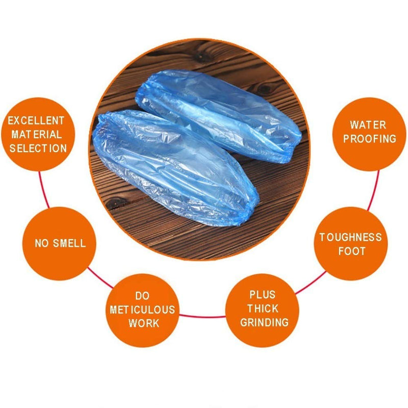 STGOOD Disposable PE Sleeves Covers, 100PCS Transparent Blue Waterproof Arm Protectors, 15.7 Inches - BeesActive Australia