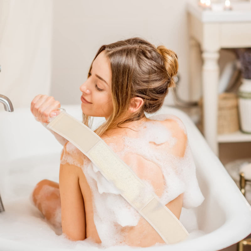 G2PLUS Exfoliating Loofah Organic Massaging Luffa Strap Back Scrubber for Shower and Bath Men and Women (Loofah Strap) Loofah Strap - BeesActive Australia