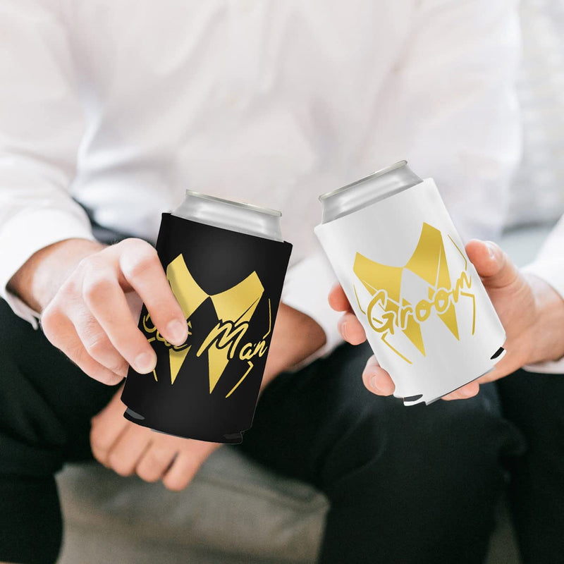 LotsBuyLots 7 Pack Groom and Groomsmen Can Coolers for Bachelor Party，Perfect Insulating Beer Can Sleeve Coolers as Groomsman Gifts(Squiggle) LBL010BKG-GH - BeesActive Australia