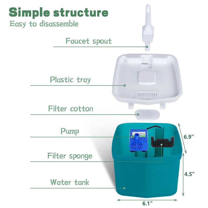 Cozyieland Automatic Cat Pet Water Fountain, Faucet spout, Translucent LED Light, 67oz, Ultra Quiet, AC Adapter (Green) Blue,green - BeesActive Australia