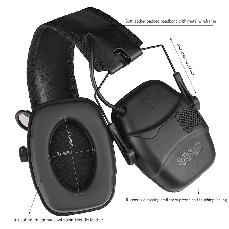 Electronic Shooting Earmuff Hearing Ear Protection for Gun Range Noise Reduction Black - BeesActive Australia