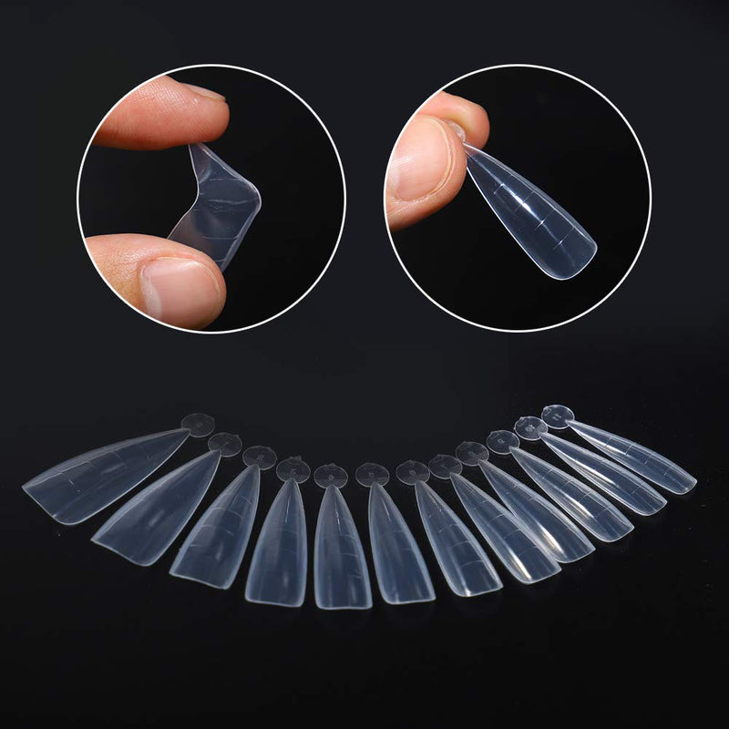 NMKL38 Clear Dual Forms Acrylic Nail System UV Gel Nail Mold Full Cover Fasle Nail Tips with Scale 12 Size Manicure Pedicure Tools for Polygel Nail Tips (120 Water drops Dual Forms) 120 Water drops Dual Forms - BeesActive Australia