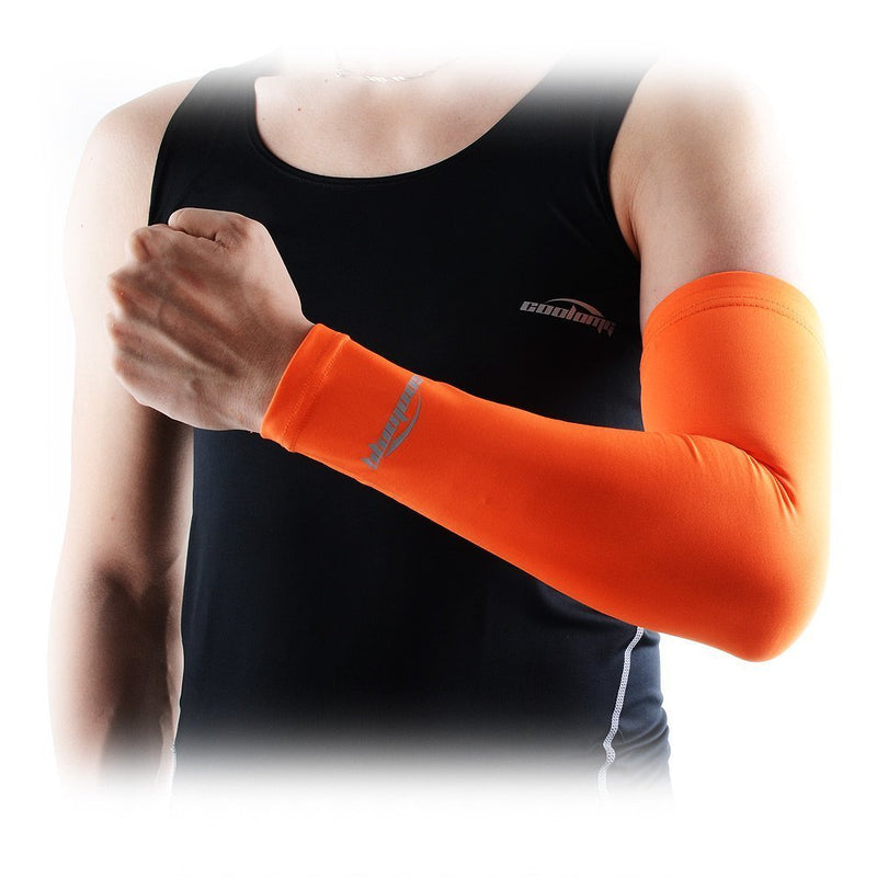 COOLOMG Arm Sleeve Youth Boys Adult Compression Sleeve for Basketball Baseball Football Golf (1 Sleeve) X-Large Orange - BeesActive Australia