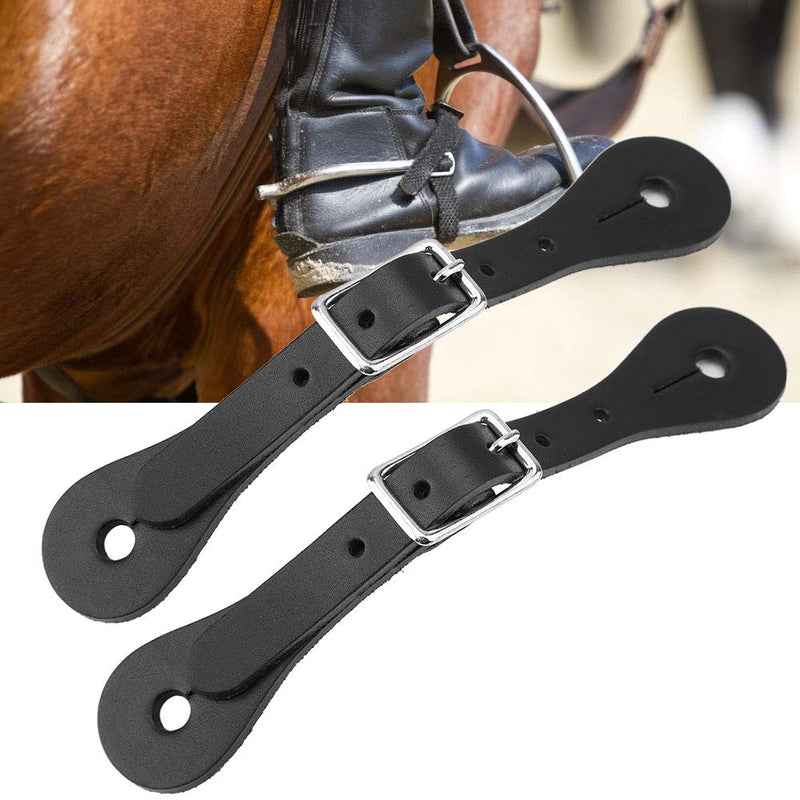 [AUSTRALIA] - HEEPDD 1 Pair Spur Straps, Adult Western-Style Spurs Leather Belt Handmade Genuine Leather Horse Riding Accessories Black 