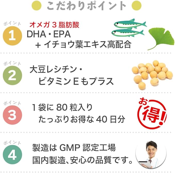 Dainichi Healthy Foods DHA EPA Ginkgo Biloba 80 tablets x 6 bags (8 months supply) Soy Lecithin Vitamin E Supplement - BeesActive Australia