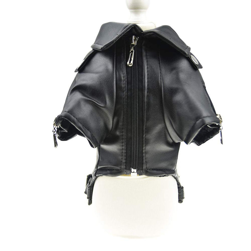 FLAdorepet Cool Dog Leather Jacket Coat Winter Warm Dog Pet Clothes for Small Dog S Black - BeesActive Australia