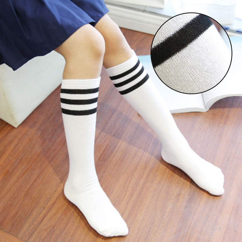 Soccer socks youth boys,kids football socks, sport team white black knee high socks for youth boys girls kids, best for running,6 pairs soccer socks for kids (7-12 years old) - BeesActive Australia