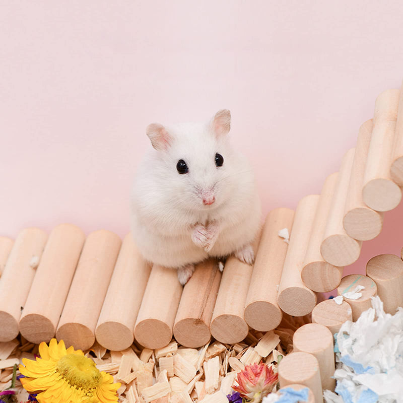 Rat Ladder Bridge, Wooden Hamster Climbing Ladder Toy, Small Animals Cage Accessories for Bird Parrot Hamster Mouse Rat Sugar Glider Hermit Crab Sugar Glider Chinchilla(23.62x3.14 Inches) - BeesActive Australia